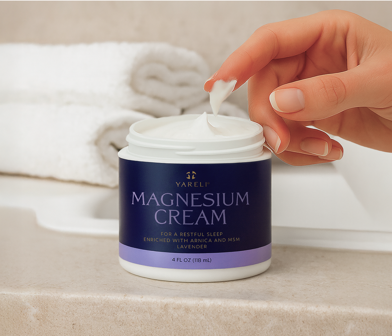 Yareli Magnesium Cream with Arnica and MSM, 4oz, Lavender