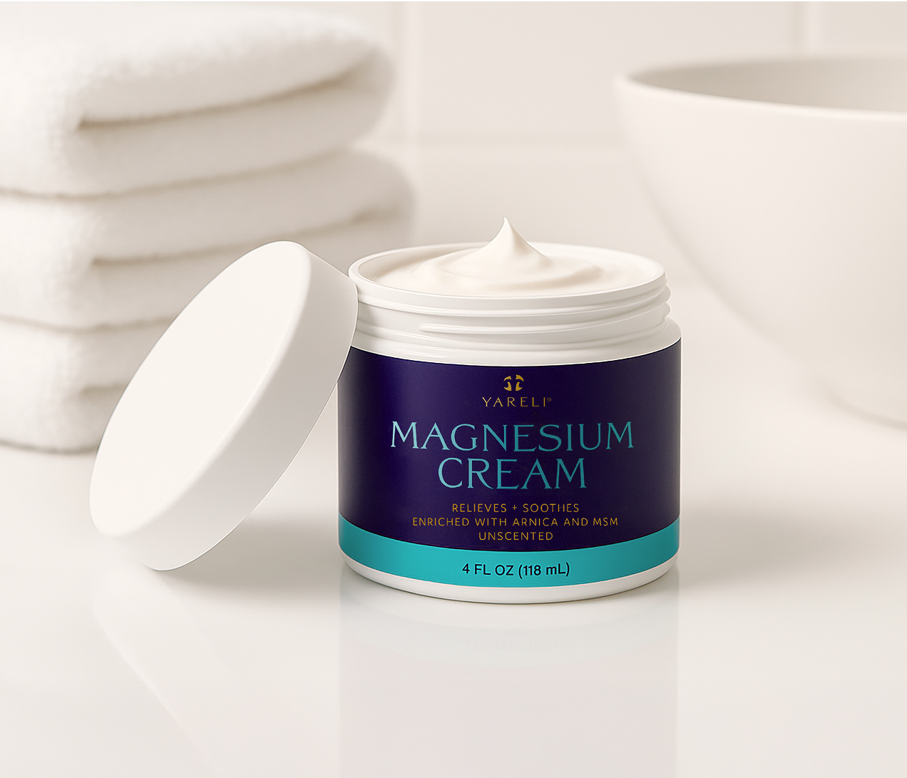 Yareli Magnesium Cream with Arnica and MSM, 4oz, Unscented